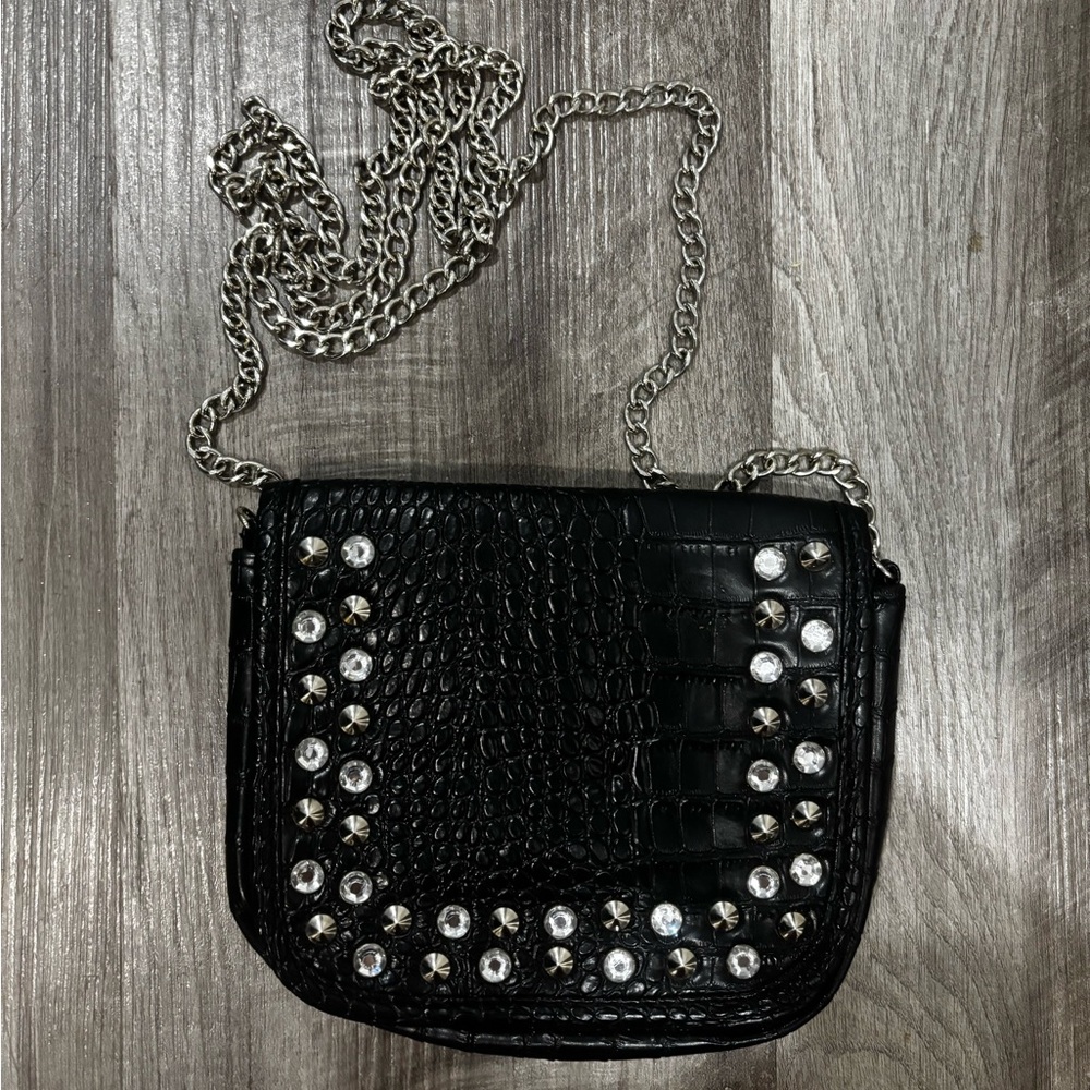 Black Studded Chain Shoulder Bag